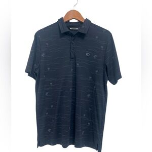 Travis Mathew Black Golf Polo Shirt with Palms Size Medium